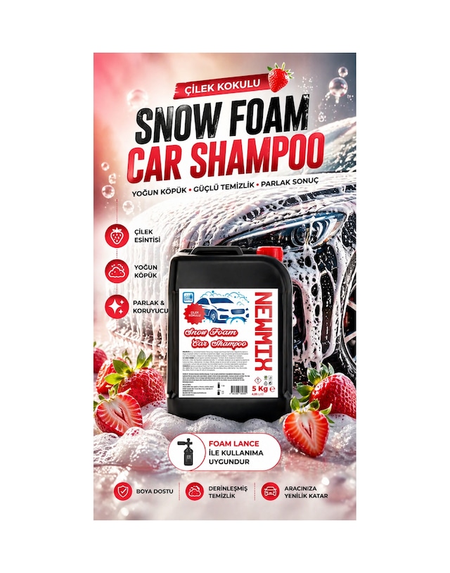 Newmix Snow Foam Çilek Kokulu Car Shampoo 5 Kg