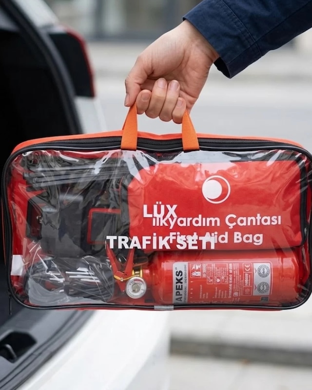 Araç Trafik Seti Muayene Uyumlu Yangın Söndürücü İlk Yardım Kiti Reflektörlü Fermuarlı Çanta Mh-hs9259-3808