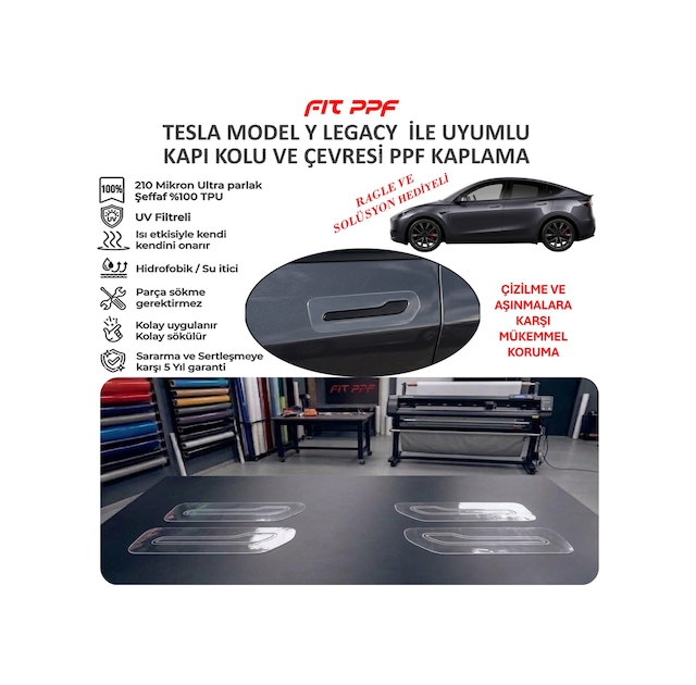Tesla Model Y 2021 İle Uyumlu Hazır Kesim Kapı Kolu Kaplamaları 2