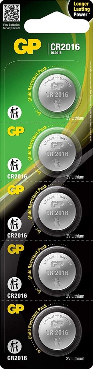 GP CR2016 3V Lityum Kartela Düğme Pil 5'li