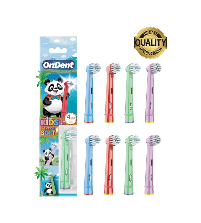 Panda Kids - Çocuklara Özel Oral-b Uyumlu 8 Adet Yedek Başlık Nazik Temizlik Ve Diş Eti Koruması