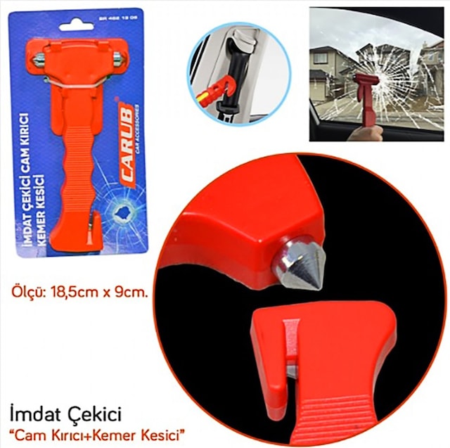 Carub Oto İmdat Çekici Cam Kırıcı + Kemer Kesici