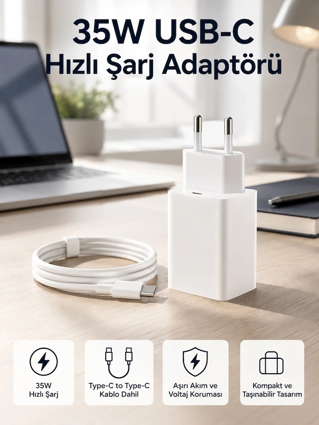 Ers 35w Usb-c Hızlı Şarj Adaptörü Type-c To C Kablo Seti