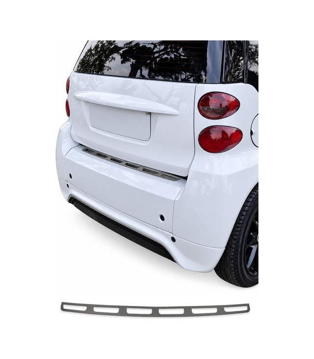 Smart Fortwo Iı W451 2007-2014 Uyumlu Krom Arka Tampon Eşiği Paslanmaz Çelik Taşlı Siyah