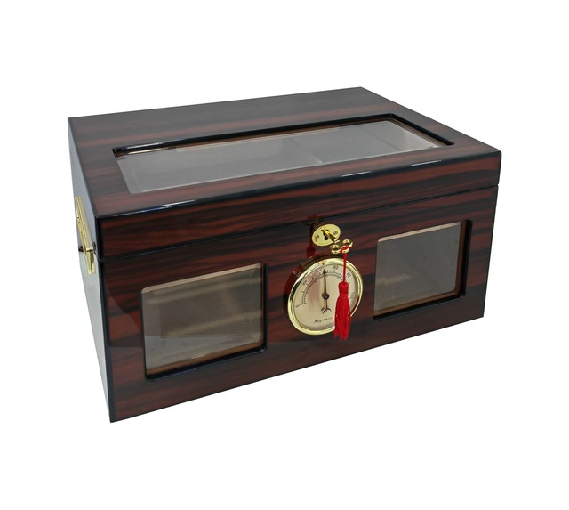 ispanyol Sediri Kahve 2 Katlı Camlı Özel Humidor Puro Kutusu rc48
