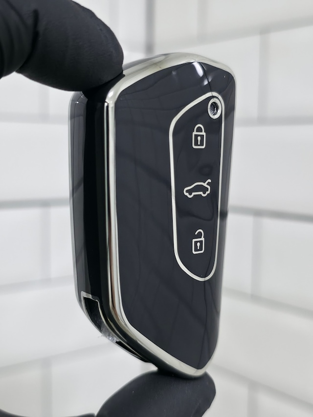 Volkswagen Golf 8 Caddy Polo Smart Nano Anahtar Kılıfı Siyahgümüş