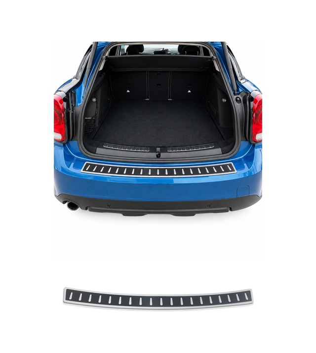 Mini Countryman F60 2017-2023 Uyumlu Arka Tampon Eşiği Krom-karbon Folyolu