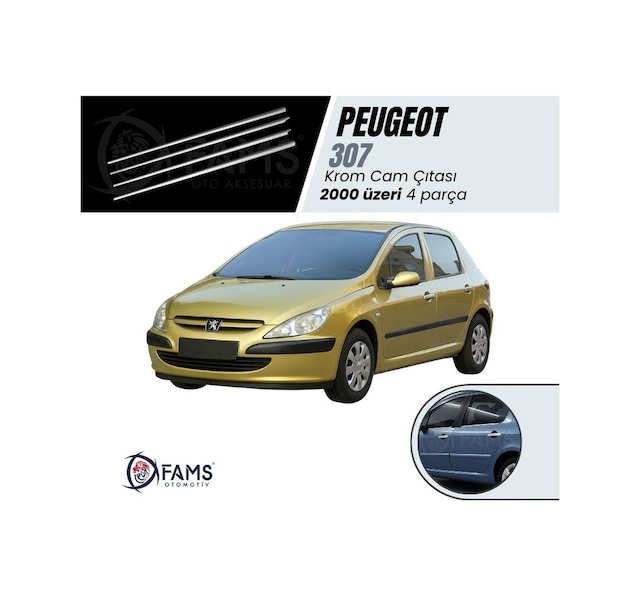 Peugeot 307 Hb Krom Cam Çıtası 4 Prç. 2000 Üzeri P. Çelik