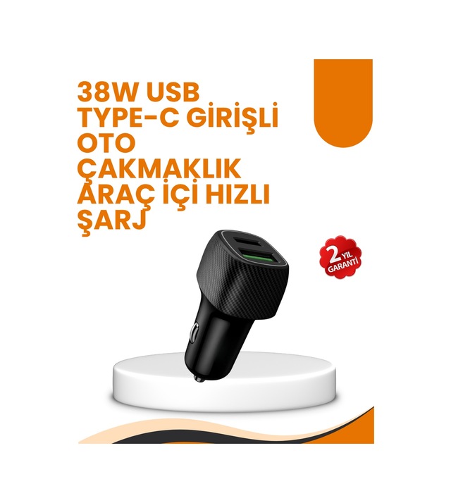 Araç Çakmak Girişli 38w Hızlı Aleti İki Cihaz Destekli