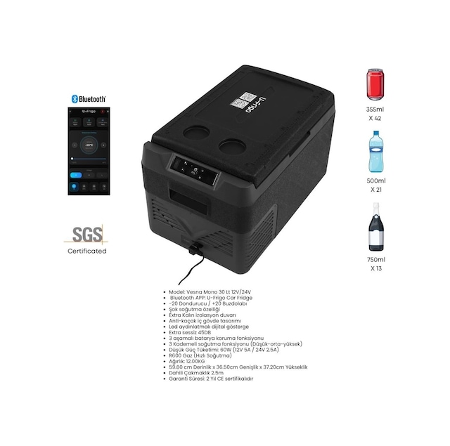 U-frigo Oto Buzdolabı Vesna Mono 30lt 12v/24v