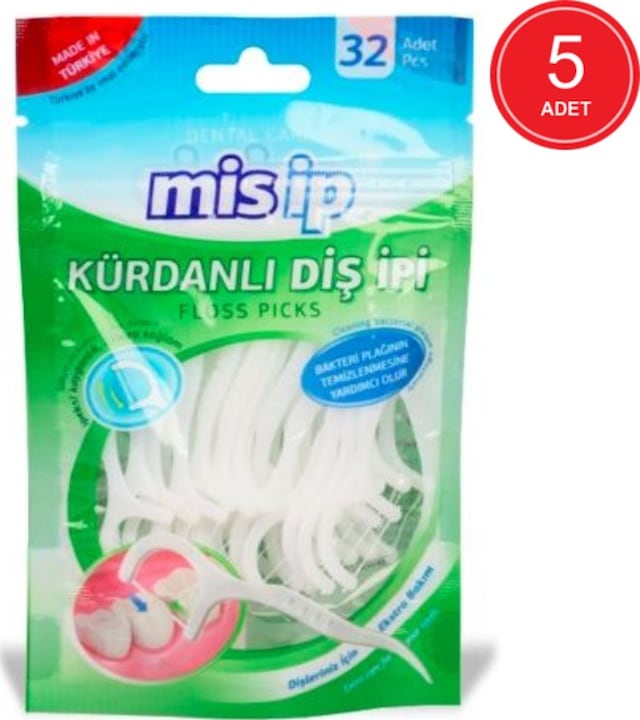 Mis İp Floss Picks Kürdanlı Diş İpi 32'li x 5 Paket