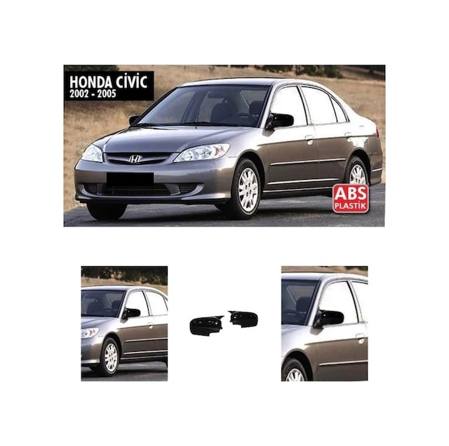 Honda Civic Aksesuar Vtec2 2002-2005 Uyumlu Ithal Parlak Siyah Piano Black Batman Yarasa Ayna Kapağı