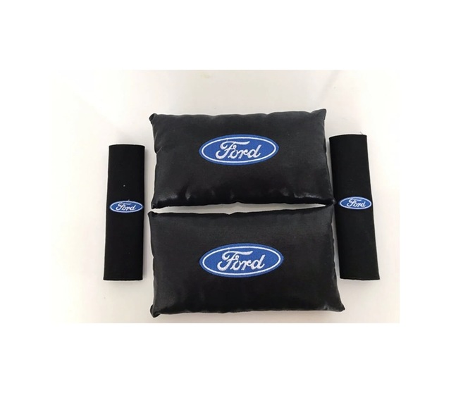 Ford Uyumlu Nakışlı Yarım Deri 1 Çift Boyun Yastık Ve 1 Çift Keme
