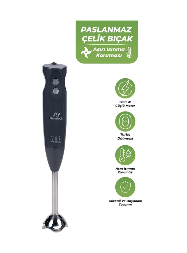 Pirantech YH-83 1700 W Çubuk El Blenderi Kolay Temizlenebilir Turbo Fonksiyonlu