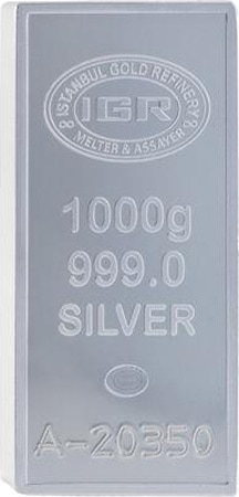 AgaKulche İAR 1000 Gram Sertifikalı 1 Kilo Külçe Gümüş (999.0)