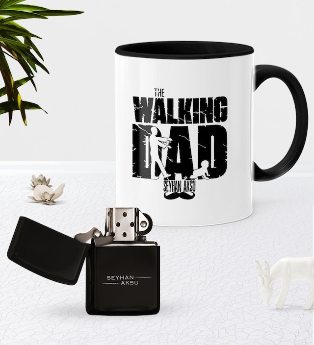 Kişiye Özel The Walking Dad Siyah Kupa Bardak Benzinli Metal Çakm