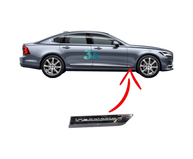 Volvo S90 V90 Çamurluk Çıtası Bandı Krom 2017 2024 Sağ Ön Inscription