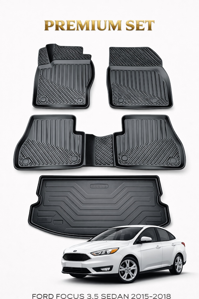 Ford Focus 3.5 Sedan 2015-2018 3d Oto Paspas Ve Bagaj Havuzu İkili Set