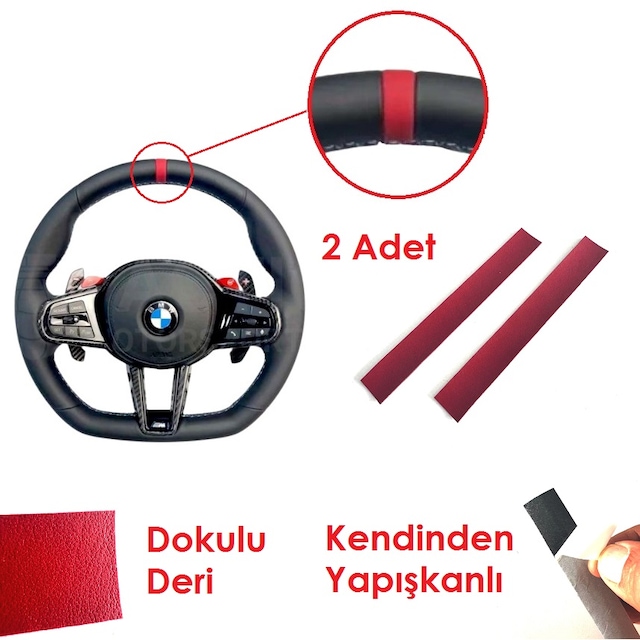 Fardoktoru Bmw Direksiyon Drıft Kılavuz Çizgisi Kırmızı Deri E46 E90 F30 F10 G20 G30 G60 2 Parça Kırmızı