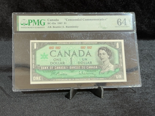 Kanada 1967 1 Dolar 100. Yıl Hatıra Banknotu Pmg 64 Epq