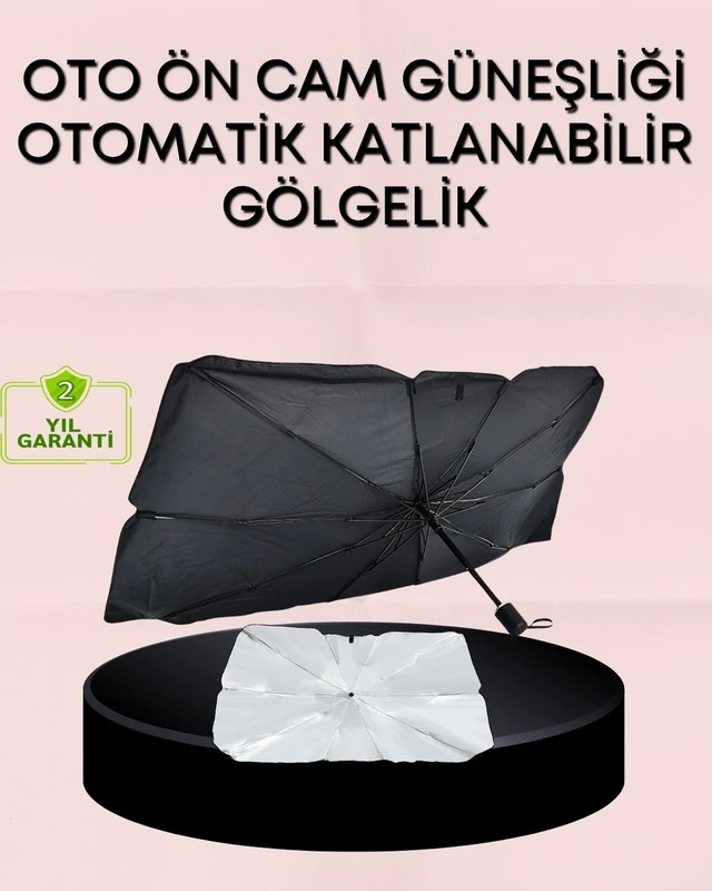 Ers Uv Korumalı Şemsiye Tipi Oto Güneşliği - Geniş Araç Uyumu