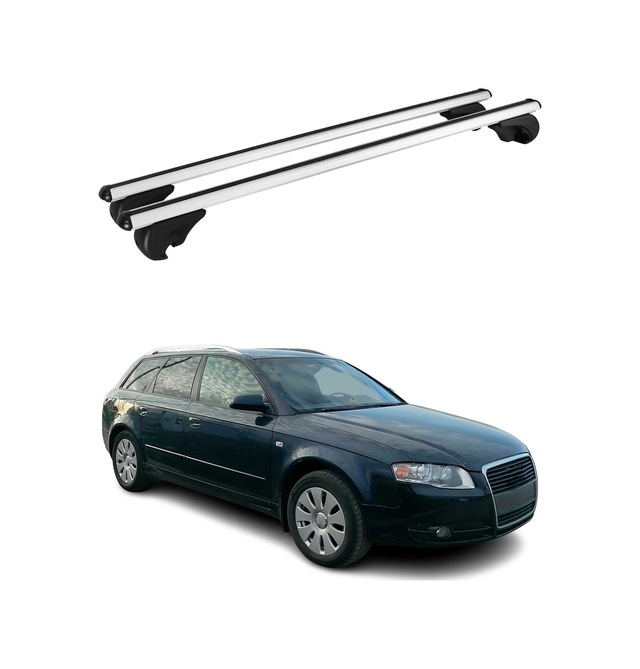 Audi A4 B7 Avant 2004-2008 Arası Uyumlu Port Bagaj Taşıyıcı Ara Atkı Alüminyum Gümüş 2 Parça