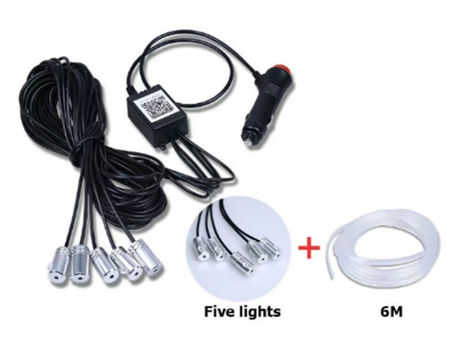 Araç İçi Atmosfer Ambiyans Led Neon Ip Led Rgb App Kontrollü 5 Parça 0