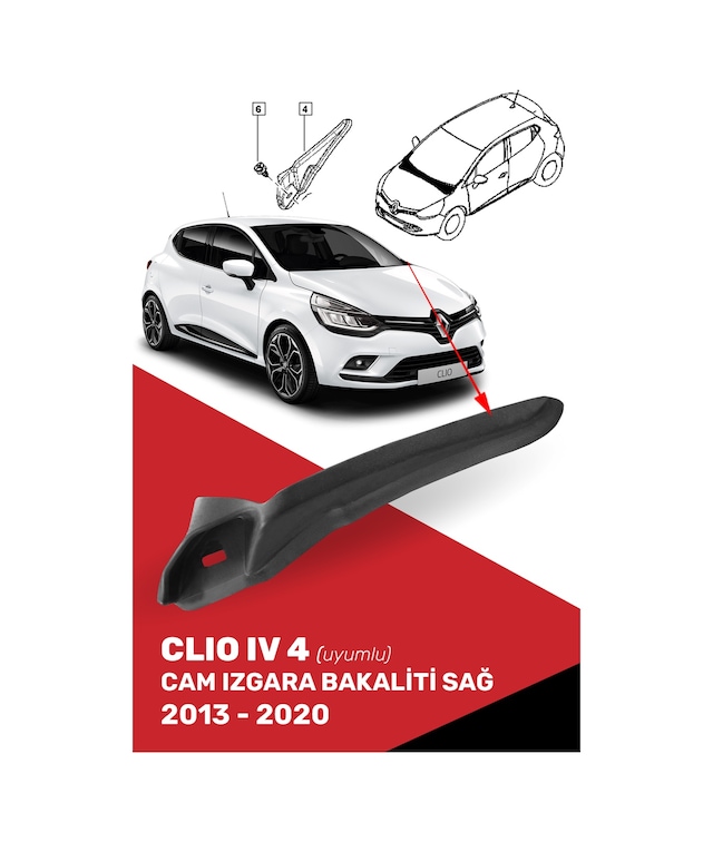 Cnd Clio Iv 4 Uyumlu Cam Izgara Bakaliti Sağ, 668628650r