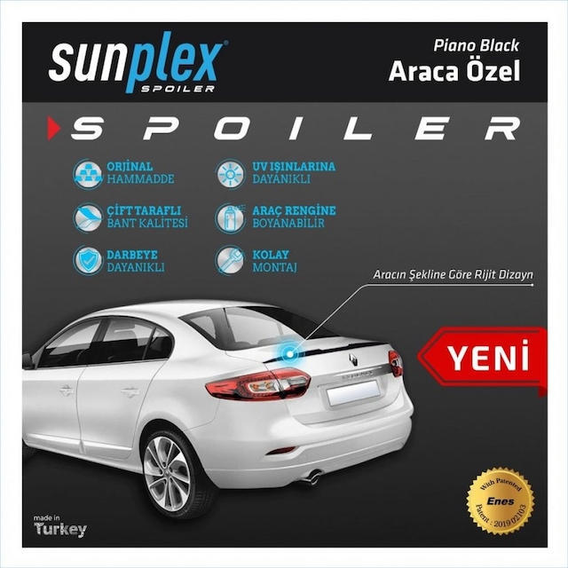 Spoiler Parlak Siyah Fluence 2009-2016 2020101 Sunplex