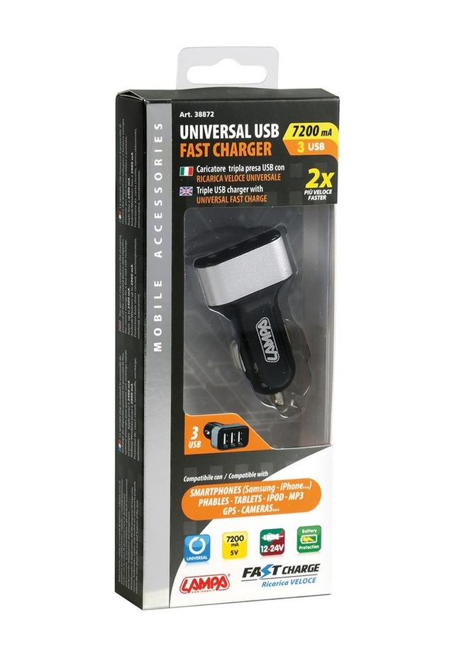 Lampa 3 Usb Hızlı Şarj Soketi 7200mA 12/24V 38872
