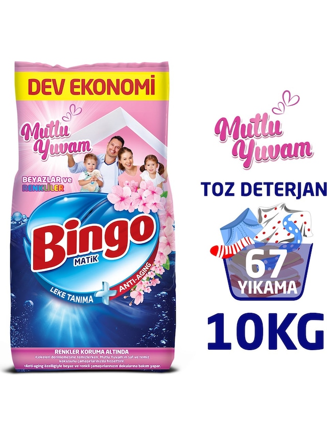 Bingo Matik Toz Çamaşır Deterjanı 10KG Beyazlar ve Renkliler 67 Y