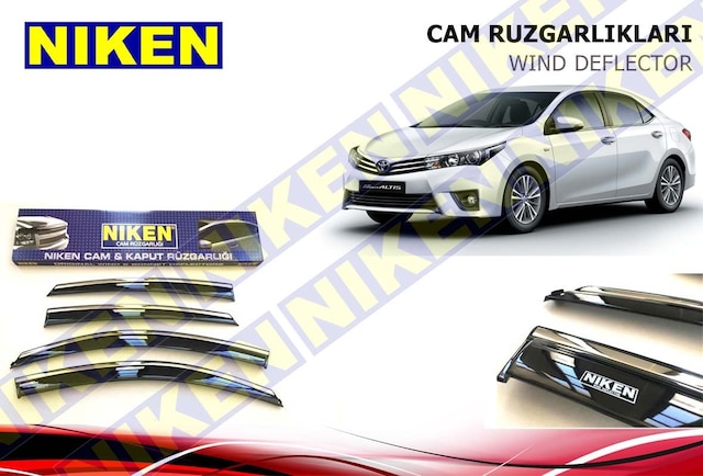 Toyota Corolla Uyumlu 2014 - 2018 Niken Kromlu Cam Rüzgarlığı Krom 4Lü