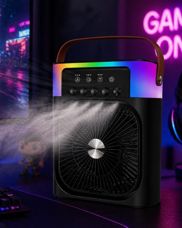 Ers Taşınabilir Mini Klima Nemlendirici Fan Rgb Led Aydınlatmalı Usb Fan