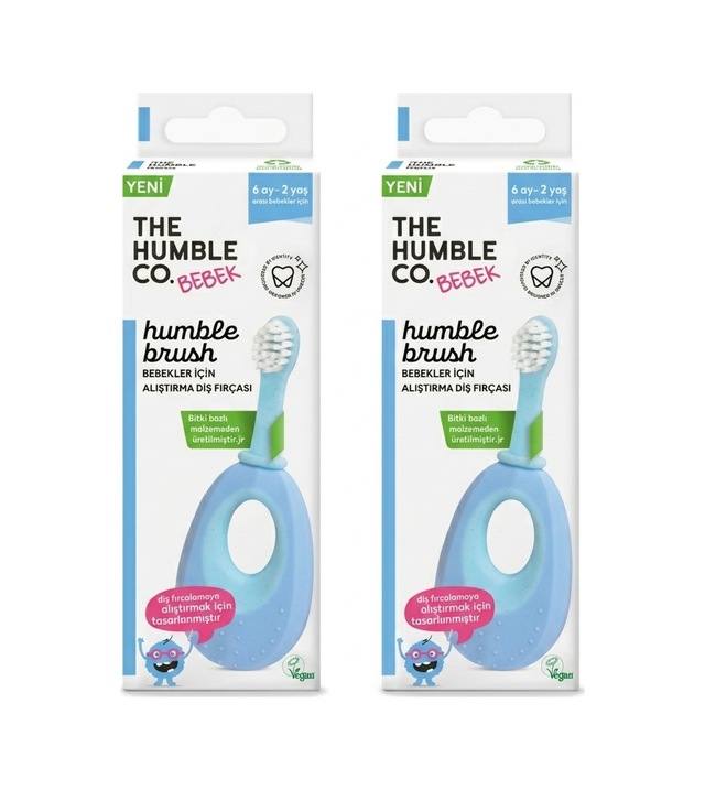 The Humble Co. Brush Baby Alıştırma Diş Fırçası - Mavi 2 Li Set