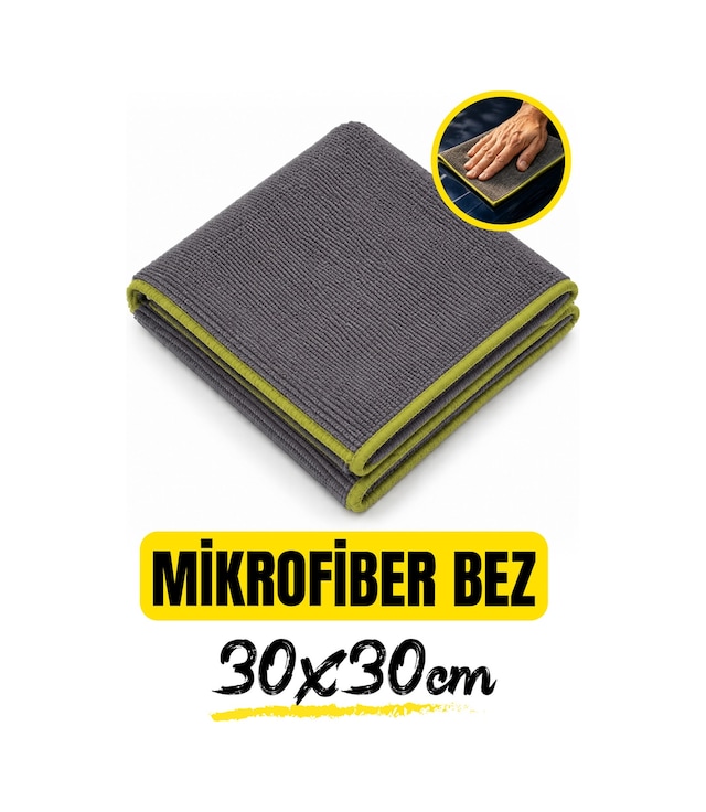 Oto Mikrofiber Yıkama Kurulama Cila Kalın Bez 30 X 30 320 Gsm Gri Renk Araba Temizlik Bezi