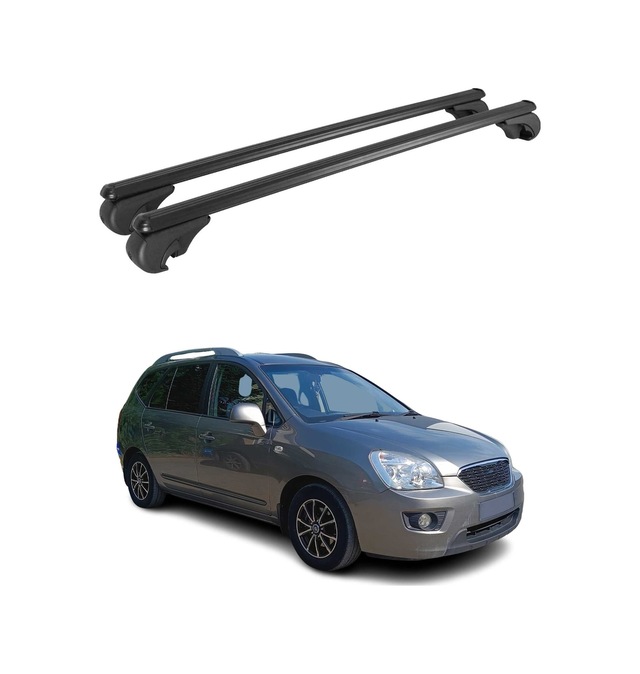 Kia Carens Iı 2006-2013 Arası Uyumlu Port Bagaj Taşıyıcı Ara Atkı Alüminyum Siyah 2 Parça