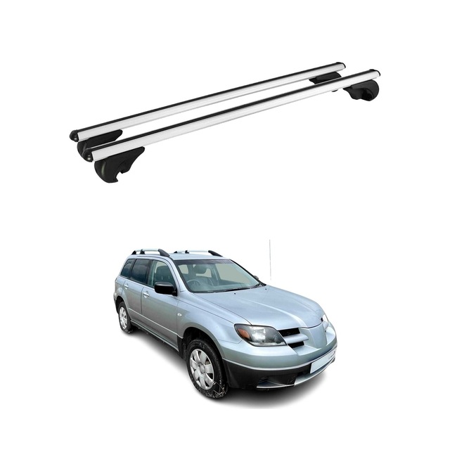 Mitsubishi Outlander I 2003-2006 Arası Uyumlu Port Bagaj Taşıyıcı Ara Atkı Alüminyum Gümüş 2 Parça