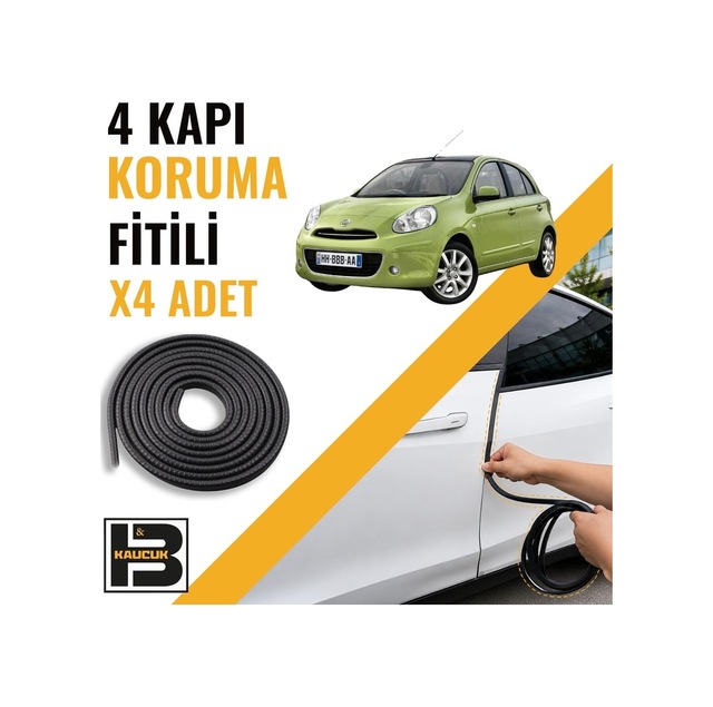 Nissan Micra 2011-2017 Kapı Koruma Fitili-4 Kapı-siyah-bm2324