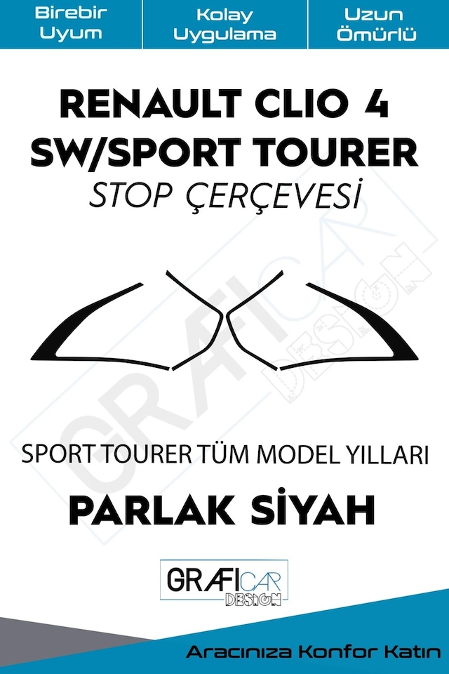 Renault Clio 4 Sw Stop Çerçeve Sticker / Parlak Siyah