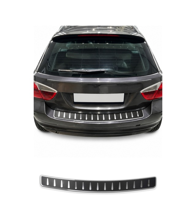 Bmw 3 Serisi E91 Touring 2004-2012 Uyumlu Arka Tampon Eşiği Krom-karbon Folyolu