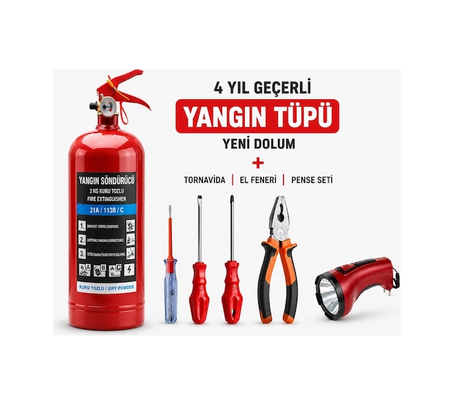Trafik Seti Yönetmeliğe Tuvtürke Uygun Her Araca Zorunlu Set Pense Tornavida Yangın Tüpü 1kg Kontrol Kalemi