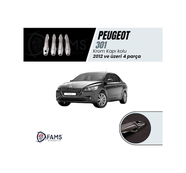 Famsotomotiv Peugeot 301 Krom Kapı Kolu 4 Kapı 2012 Üzeri P. Çelik