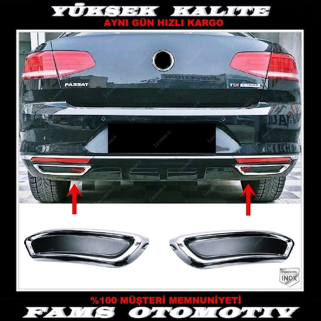 Vw Passat B8 Krom Egzoz Çerçevesi 2 Prç 2014-2019 Arası P.Çelik