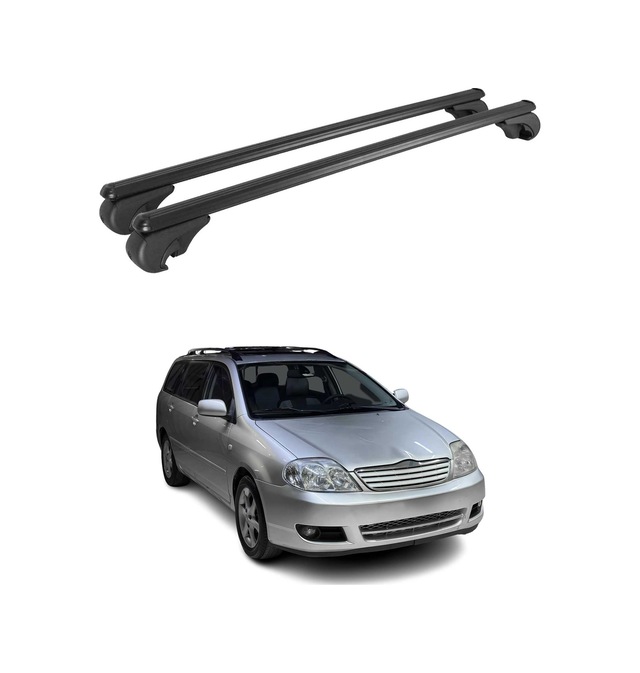 Toyota Corolla Verso 2001-2007 Arası Uyumlu Port Bagaj Taşıyıcı Ara Atkı Alüminyum Siyah 2 Parça