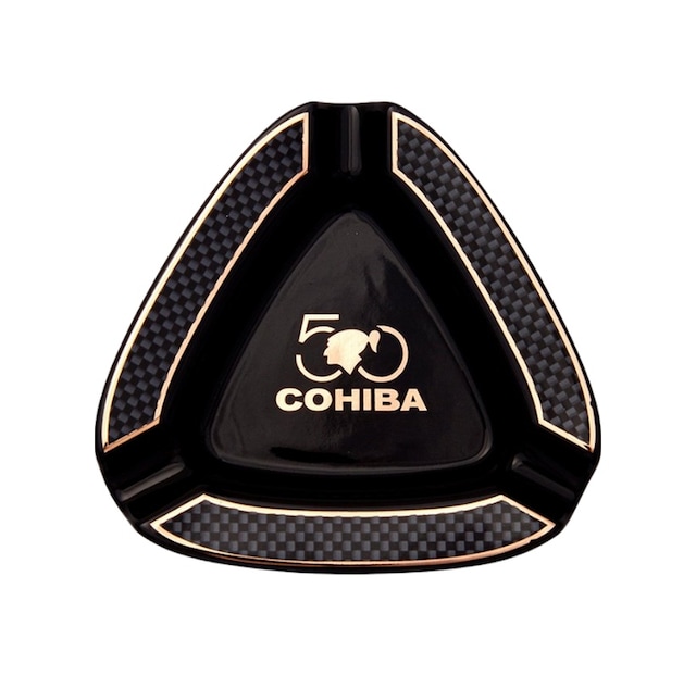 Cohiba 50. Yıl Karbon Desenli Siyah Porselen Üçlü Puro Küllüğü