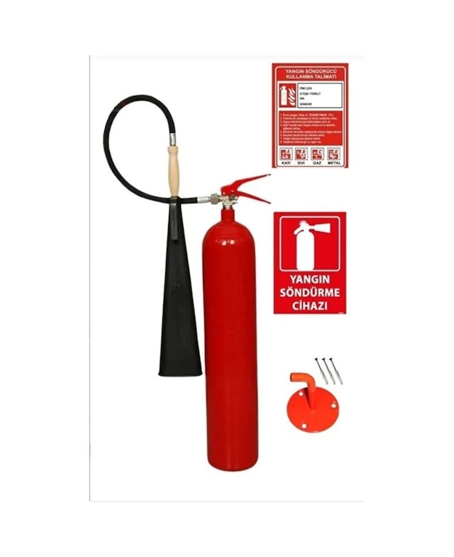 5 Kg Co2 Yangın Söndürme Cihazı + Talimat + Levha + Askı Demiri Kolay Montaj