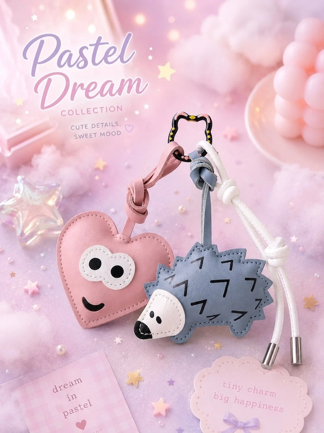Ers 3 Lü Set Cute Forest Friends Charm Set Çanta & Anahtarlık Aksesuarı - Kedili Kanca
