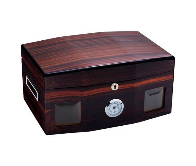 Sikarlan Cedar Camlı Bölmeli Puro Kutusu Humidor Kahve 100s