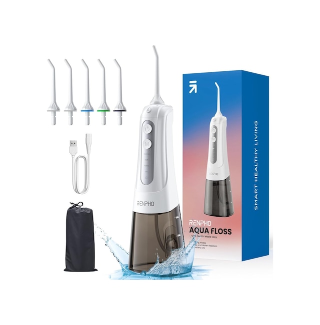 Renpho Akülü Diş Duşu, 300ml Taşınabilir Suya Dayanıklı Usb Şarj Edilebilir Dental Oral Irrigator, Dıy İle 4 Mo