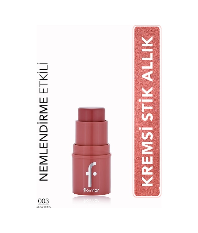 Flormar To Go Işıltılı & Doğal Bitişli Yoğunluğu Ayarlanabilir Kremsi Stick Allık 003 Rosy Bliss